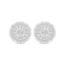 Sterling Silver 925 Earring Rhodium Plated Embedded With White CZ