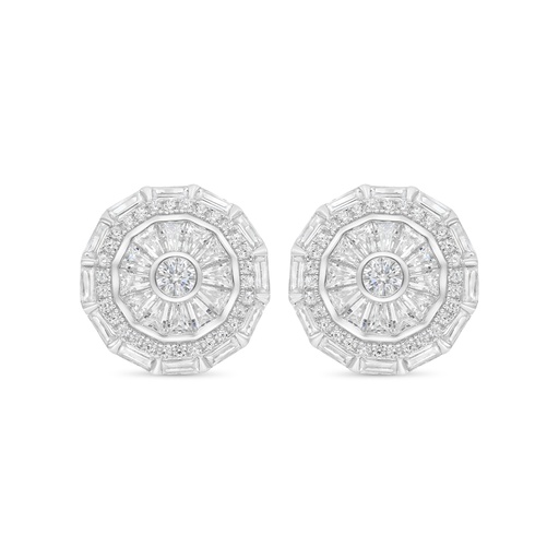 [EAR01WCZ00000C052] Sterling Silver 925 Earring Rhodium Plated Embedded With White CZ