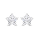 Sterling Silver 925 Earring Rhodium Plated Embedded With White CZ