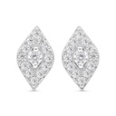 Sterling Silver 925 Earring Rhodium Plated Embedded With White CZ