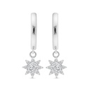 Sterling Silver 925 Earring Rhodium Plated Embedded With White CZ