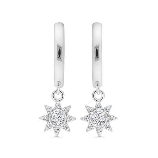 [EAR01WCZ00000C059] Sterling Silver 925 Earring Rhodium Plated Embedded With White CZ