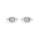 Sterling Silver 925 Earring Rhodium Plated Embedded With White CZ