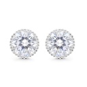 Sterling Silver 925 Earring Rhodium Plated Embedded With White CZ