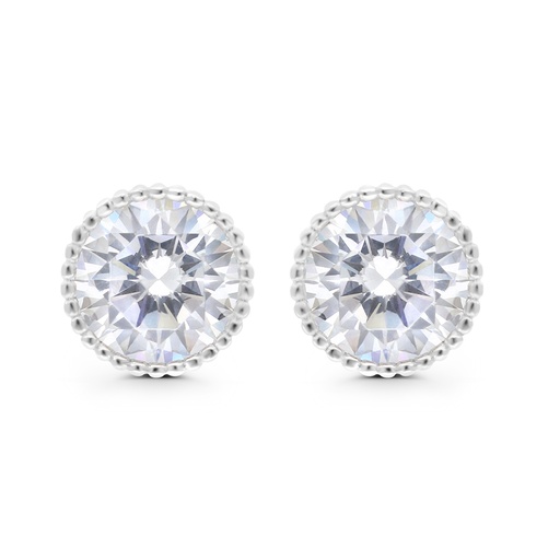 [EAR01WCZ00000C061] Sterling Silver 925 Earring Rhodium Plated Embedded With White CZ