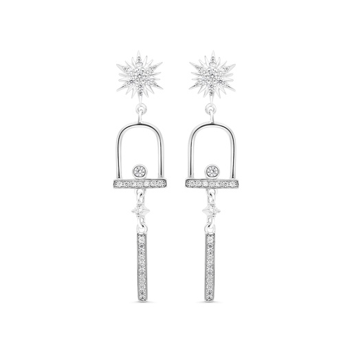 [EAR01WCZ00000C067] Sterling Silver 925 Earring Rhodium Plated Embedded With White CZ