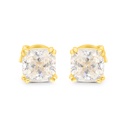 Sterling Silver 925 Earring Gold Plated Embedded With Yellow Zircon 