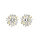 Sterling Silver 925 Earring Gold Plated Embedded With Yellow Zircon And White CZ