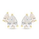 Sterling Silver 925 Earring Gold Plated Embedded With White CZ