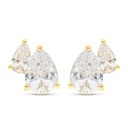 Sterling Silver 925 Earring Gold Plated Embedded With White CZ