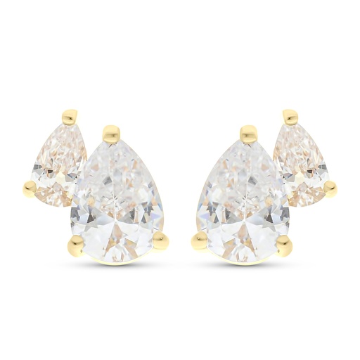 [EAR02WCZ00000C035] Sterling Silver 925 Earring Gold Plated Embedded With White CZ