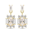 Sterling Silver 925 Earring Gold Plated Embedded With White CZ