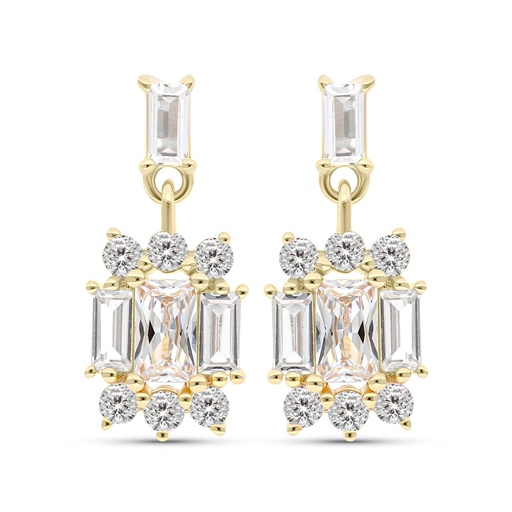 [EAR02WCZ00000C044] Sterling Silver 925 Earring Gold Plated Embedded With White CZ