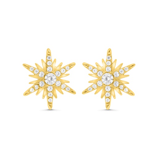 [EAR02WCZ00000C050] Sterling Silver 925 Earring Gold Plated Embedded With White CZ