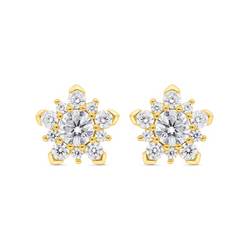 [EAR02WCZ00000C057] Sterling Silver 925 Earring Gold Plated Embedded With White CZ