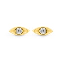 Sterling Silver 925 Earring Gold Plated Embedded With White CZ