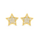 Sterling Silver 925 Earring Gold Plated Embedded With White CZ