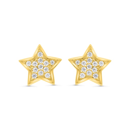 [EAR02WCZ00000C066] Sterling Silver 925 Earring Gold Plated Embedded With White CZ