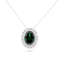 Sterling Silver 925 Necklace Rhodium Plated Embedded With Emerald Zircon And White CZ