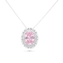 Sterling Silver 925 Necklace Rhodium Plated Embedded With pink Zircon And White CZ