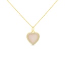 Sterling Silver 925 Necklace Gold Plated Embedded With Pink Shell And White Zircon