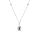 Sterling Silver 925 Necklace Rhodium Plated Embedded With Ruby Corundum And White CZ