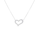 Sterling Silver 925 Necklace Rhodium Plated Embedded With White CZ