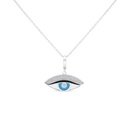 Sterling Silver 925 Necklace Rhodium Plated Embedded With White CZ