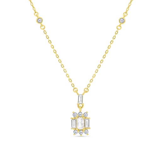 [NCL02WCZ00000B139] Sterling Silver 925 Necklace Gold Plated Embedded With White Zircon