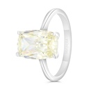 Sterling Silver 925 Ring Rhodium Plated Embedded With Yellow Zircon