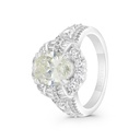 Sterling Silver 925 Ring Rhodium Plated Embedded With Yellow Zircon And White CZ