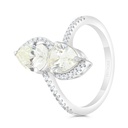 Sterling Silver 925 Ring Rhodium Plated Embedded With Yellow Zircon And White CZ