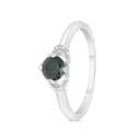 Sterling Silver 925 Ring Rhodium Plated Embedded With Emerald Zircon And White CZ