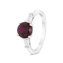 Sterling Silver 925 Ring Rhodium Plated Embedded With Ruby Corundum And White CZ