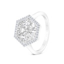 Sterling Silver 925 Ring Rhodium Plated Embedded With White CZ