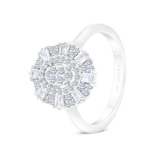 Sterling Silver 925 Ring Rhodium Plated Embedded With White CZ