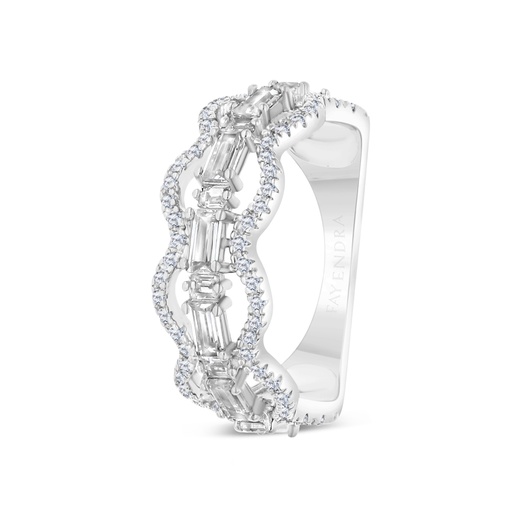 Sterling Silver 925 Ring Rhodium Plated Embedded With White CZ