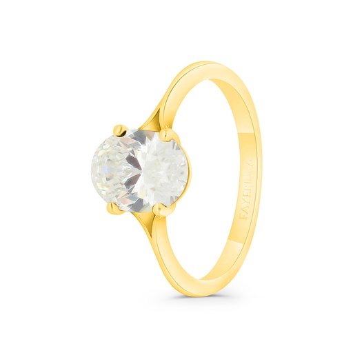 Sterling Silver 925 Ring Gold Plated Embedded With Yellow Zircon