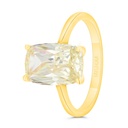 Sterling Silver 925 Ring Gold Plated Embedded With Yellow Zircon