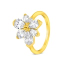 Sterling Silver 925 Ring Gold Plated Embedded With White CZ