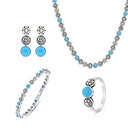 Sterling Silver 925 Set Embedded With Natural Processed Turquoise And Marcasite Stones