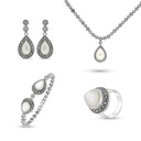 Sterling Silver 925 Set Embedded With Natural White Shell And Marcasite Stones