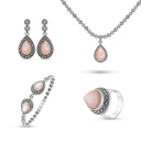 Sterling Silver 925 Set Embedded With Natural Pink Shell And Marcasite Stones