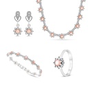 Sterling Silver 925 Set Embedded With Natural Pink Shell And Marcasite Stones