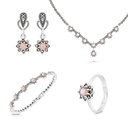 Sterling Silver 925 Set Embedded With Natural Pink Shell And Marcasite Stones