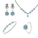 Sterling Silver 925 Set Embedded With Natural Processed Turquoise And Marcasite Stones