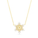 Sterling Silver 925 Necklace Gold Plated Embedded With White CZ