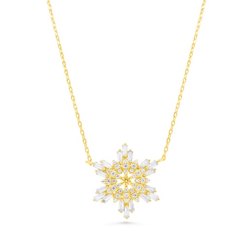 [NCL02WCZ00000B185] Sterling Silver 925 Necklace Gold Plated Embedded With White CZ