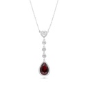 Sterling Silver 925 Necklace Rhodium Plated Embedded With Ruby Corundum And White CZ