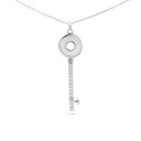 Sterling Silver 925 Necklace Rhodium Plated Embedded With White Shell And White CZ